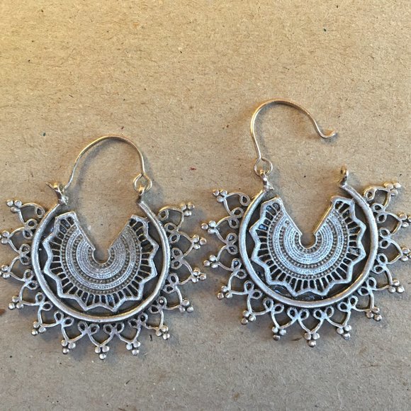 Source Unknown Jewelry - Ornate metal earrings